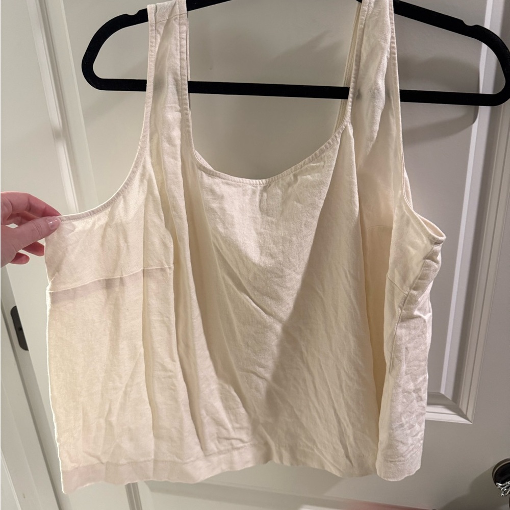 Cream Sleeveless Top - Button Back